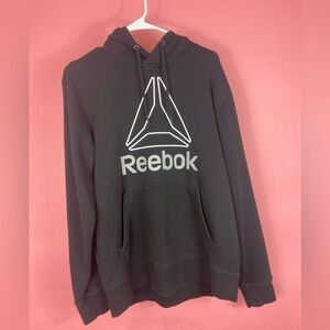 Reebok Sweater Adult Medium Black Solid Logo Fleece Pullover Hoodie unisex M